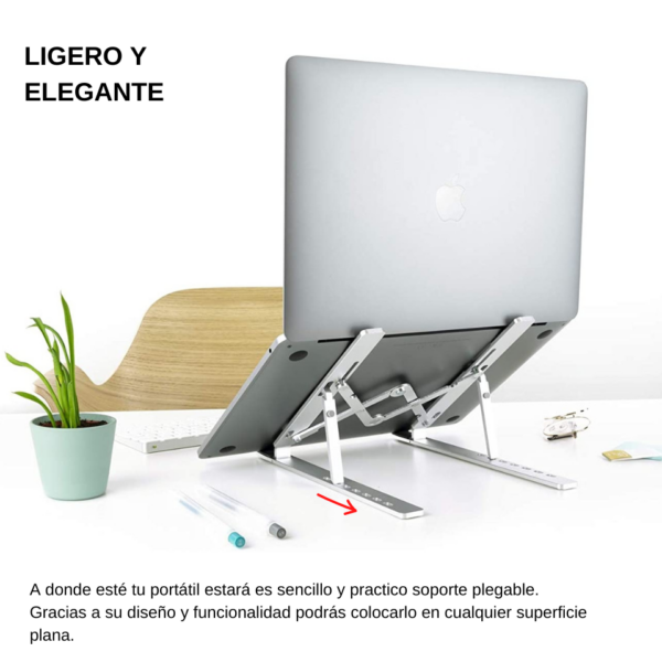 SOPORTE PLEGABLE DE ALUMINIO LAPTOP/TABLETA (TEC161-U) PLATA - Imagen 3