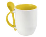TAZA BICOLOR DE SUBLIMACIÓN CON CUCHARA SUB4716 MAGGIE AMARILLO (CERÁMICA / A160095 /  ARTICULOS PROMOCIONALES)