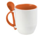 TAZA BICOLOR DE SUBLIMACIÓN CON CUCHARA SUB4716 MAGGIE NARANJA (CERÁMICA / A160092 /  ARTICULOS PROMOCIONALES)