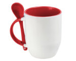 TAZA BICOLOR DE SUBLIMACIÓN CON CUCHARA SUB4716 MAGGIE ROJO (CERÁMICA / A160091 /  ARTICULOS PROMOCIONALES)