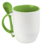 TAZA BICOLOR DE SUBLIMACIÓN CON CUCHARA SUB4716 MAGGIE VERDE (CERÁMICA / A160094 /  ARTICULOS PROMOCIONALES)