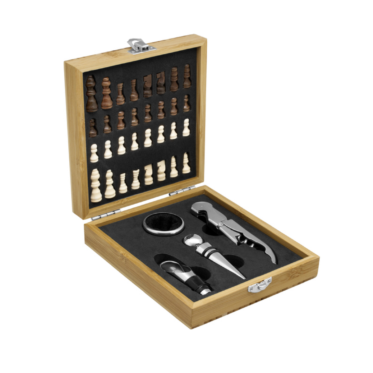 SET DE VINO CON JUEGO DE AJEDREZ "CHESSY" (T667 MADERA) - Image 1
