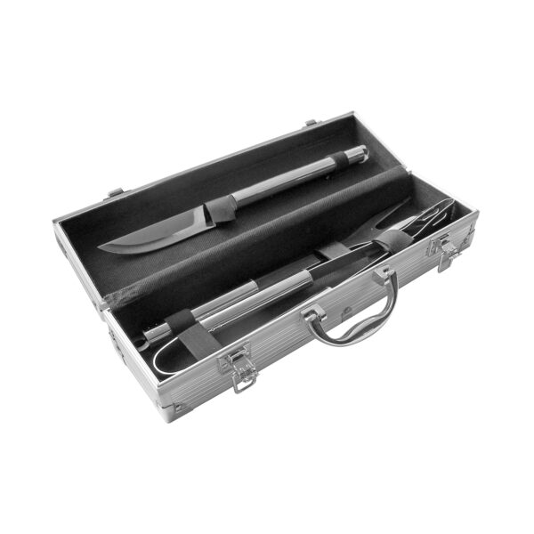 SET DE ASADO / BBQ METAL BOX PLATA (T74) - Imagen 2