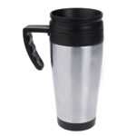 TERMO P/AUTO 415 ML. WEEKEND TA14 PLATEADO (TERMO: EXTERIOR ACERO INOXIDABLE / INTERIOR Y ASA: PLÁSTICO / A040082 /  ARTICULOS PROMOCIONALES)