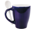 TAZA BICOLOR C/CUCHARA 12 OZ LONDON TAC11 AZUL COBALTO (CERÁMICA / A040099 /  ARTICULOS PROMOCIONALES)