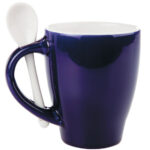 TAZA BICOLOR C/CUCHARA 12 OZ LONDON TAC11 AZUL COBALTO (CERÁMICA / A040099 /  ARTICULOS PROMOCIONALES)