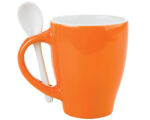 TAZA BICOLOR C/CUCHARA 12 OZ LONDON TAC11 NARANJA (CERÁMICA / A040100 /  ARTICULOS PROMOCIONALES)