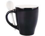 TAZA BICOLOR C/CUCHARA 12 OZ LONDON TAC11 NEGRO (CERÁMICA / A040098 /  ARTICULOS PROMOCIONALES)
