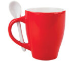 TAZA BICOLOR C/CUCHARA 12 OZ LONDON TAC11 ROJO (CERÁMICA / A040102 /  ARTICULOS PROMOCIONALES)