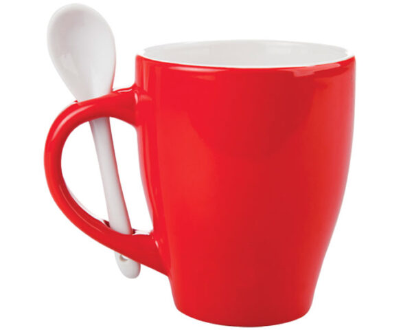 TAZA C/CUCHARA 12OZ. LONDON TAC11 ROJO (Cerámica)