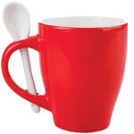 TAZA BICOLOR C/CUCHARA 12 OZ LONDON TAC11 ROJO (CERÁMICA / A040102 /  ARTICULOS PROMOCIONALES)