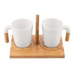 SET DE TAZAS IWAO BLANCO TAZ 029 B (CERÁMICA / BAMBÚ) - Image 2
