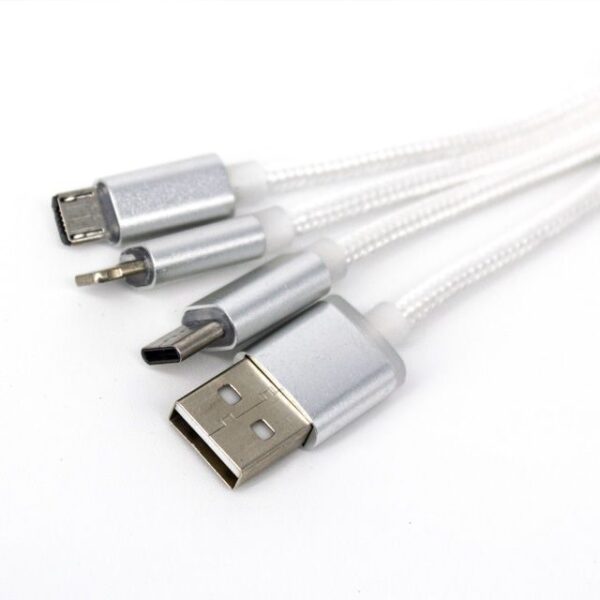 MULTICABLE USB 3 EN 1 PARA CARGA DE ENERGIA (TEC114-PL-U) PLATA - Imagen 2