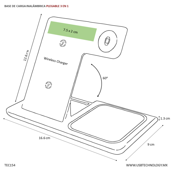 ESTACION DE CARGA INALAMBRICA CLASSIC (TEC154-U) NEGRO - Imagen 10