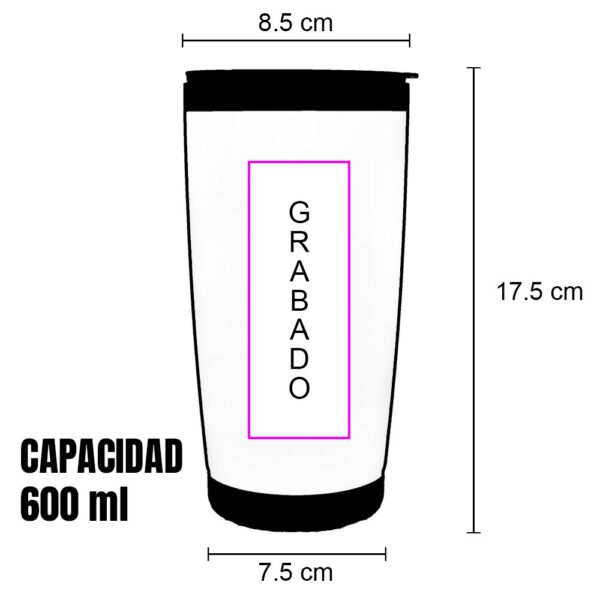 VASO DE ACERO INOXIDABLE CLASSIC 600ML (TEC171-U) BLANCO - Imagen 2