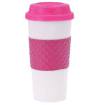 VASO TERMICO DOBLE PARED CINTA 420 ML. ONIX VTE1388 ROSA (PLÁSTICO PP / SILICÓN / A040288 /  ARTICULOS PROMOCIONALES)