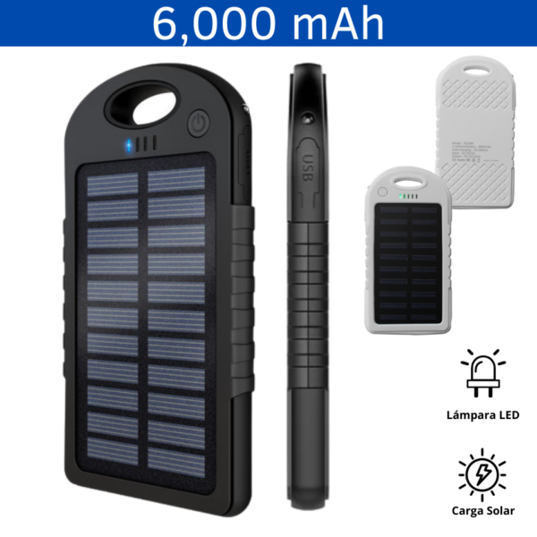 POWER BANK CARGA SOLAR Y LUZ LED (TEC049-U) BLANCO - Imagen 2