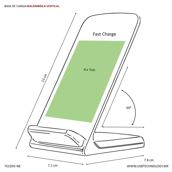 BASE DE CARGA INALAMBRICA VERTICAL (TEC095-U) BLANCO - Imagen 4