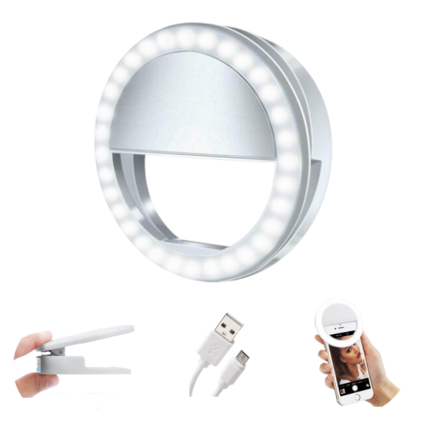 ARO DE LUZ SELFIE RECARGABLE LED (TEC106-BL-U) BLANCO