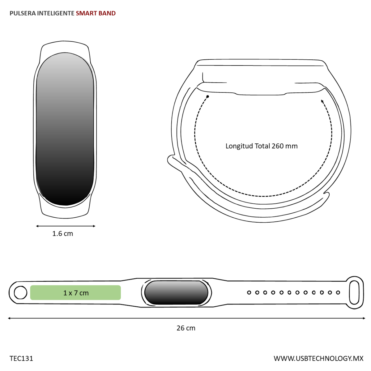 PULSERA INTELIGENTE SMART BAND M7 (TEC131-U) ROJO - Image 2
