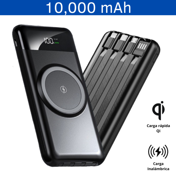 POWER BANK WIRELESS Qi 4 EN DE 1 10,000 mAh (TEC147-U) NEGRO