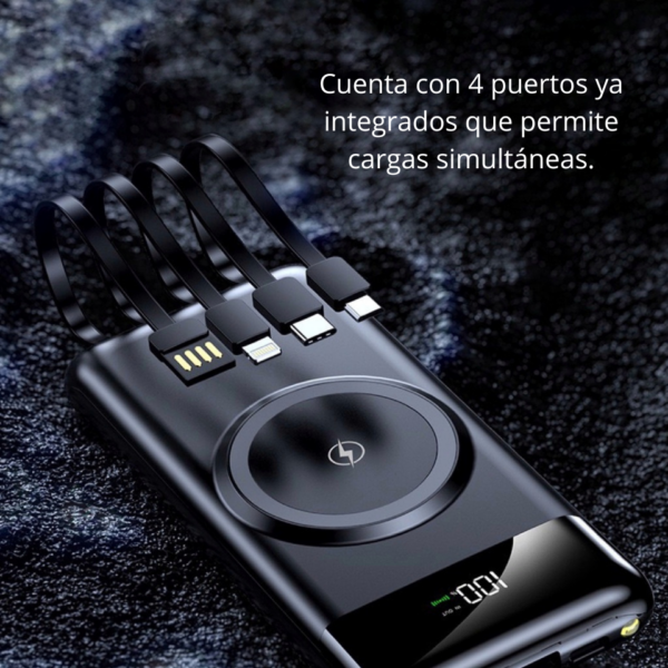 POWER BANK WIRELESS Qi 4 EN DE 1 10,000 mAh (TEC147-U) NEGRO - Imagen 2