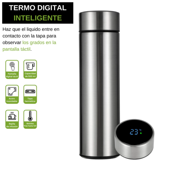 TERMO DIGITAL SMART 500ML (TEC157-U) PLATA - Imagen 2