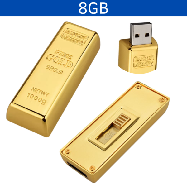 MEMORIA USB LINGOTE ORO 8GB (USB062-U) AMARILLO