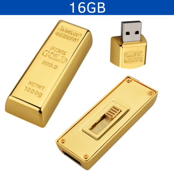 MEMORIA USB LINGOTE ORO 16GB (USB223-U) AMARILLO