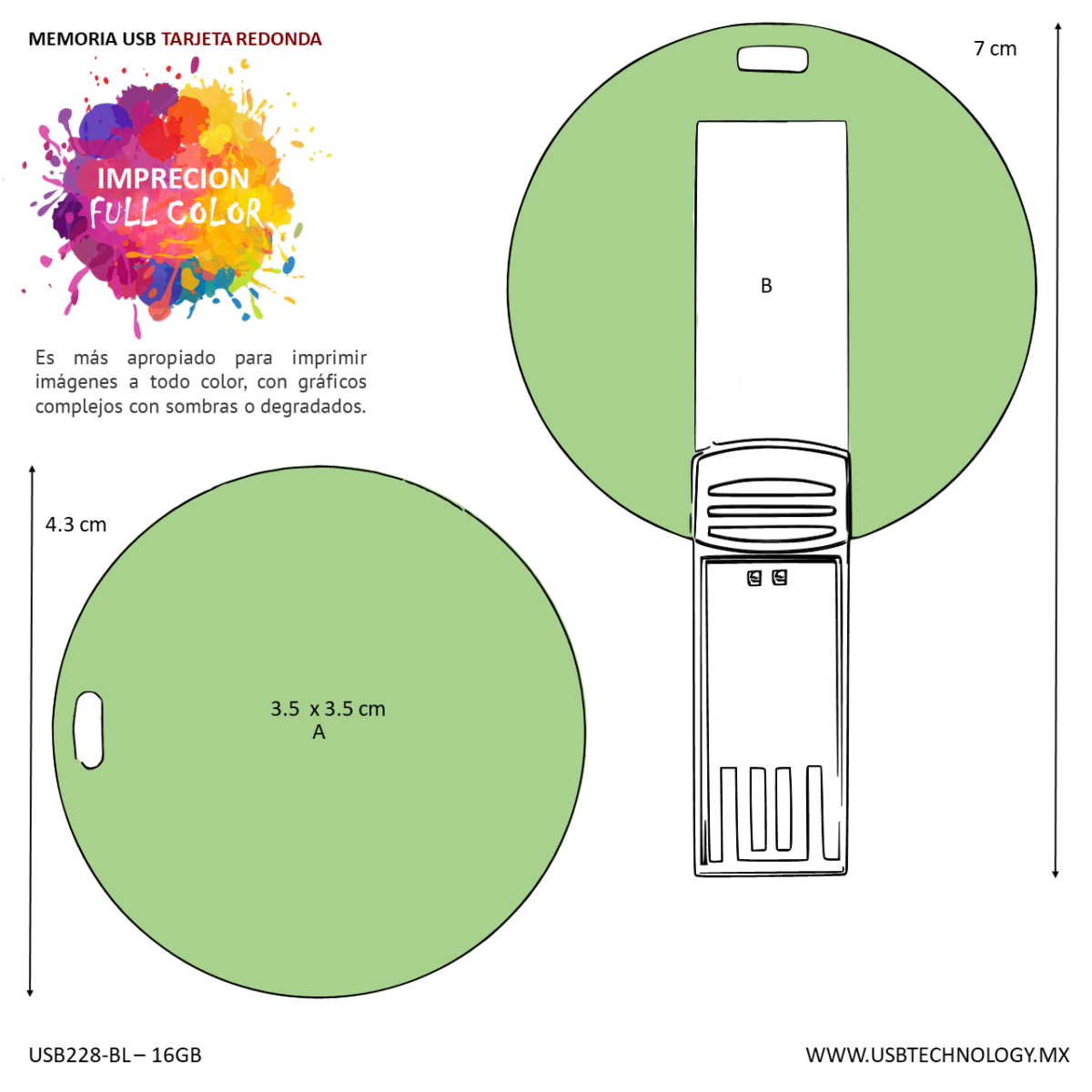 MEMORIA USB BOTON 16GB (USB228-U) BLANCO - Image 4