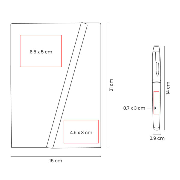 HL 9041 G - SET DE LIBRETA JINSEI GRIS (GRIS / CURPIEL Y METAL LIBRETA / ACERO INOXIDABLE BOLIGRAFO) - Imagen 4