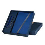 HL 9041 A - SET DE LIBRETA JINSEI AZUL (AZUL / CURPIEL Y METAL LIBRETA / ACERO INOXIDABLE BOLIGRAFO)