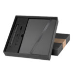 HL 9041 G - SET DE LIBRETA JINSEI GRIS (GRIS / CURPIEL Y METAL LIBRETA / ACERO INOXIDABLE BOLIGRAFO)