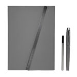 HL 9041 G - SET DE LIBRETA JINSEI GRIS (GRIS / CURPIEL Y METAL LIBRETA / ACERO INOXIDABLE BOLIGRAFO) - Image 3