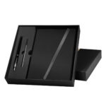 HL 9041 N - SET DE LIBRETA JINSEI NEGRO (NEGRO / CURPIEL Y METAL LIBRETA / ACERO INOXIDABLE BOLIGRAFO)
