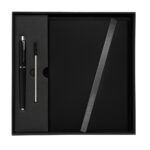 HL 9041 N - SET DE LIBRETA JINSEI NEGRO (NEGRO / CURPIEL Y METAL LIBRETA / ACERO INOXIDABLE BOLIGRAFO) - Image 2