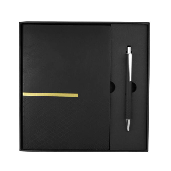 HL 9063 N - SET DE LIBRETA ZLATNA NEGRO (NEGRO / CARTON CAJA / CURPIEL Y PAPEL LIBRETA / ALUMINIO BOLIGRAFO) - Imagen 4