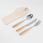 KTC 710 BE - SET DE CUBIERTOS TOMMER (BEIGE / CANVAS / ACERO INOXIDABLE / MADERA)