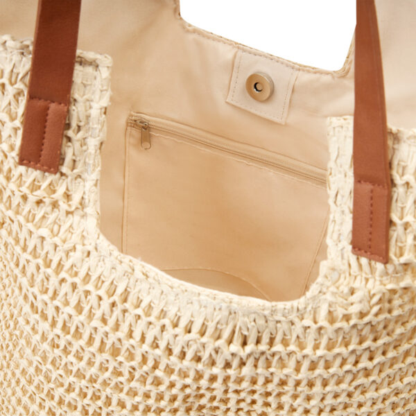SIN 767 BE - BOLSA CUZCO BEIGE (BEIGE / PAJA DE PAPEL / CURPIEL / POLIESTER) - Imagen 3
