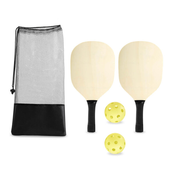 SPO 017 N - SET DE RAQUETAS ZANE (NEGRO / MADERA / PLASTICO / POLIESTER)