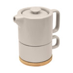 TAZ 066 BE - TAZA TETERA HUNNI BEIGE (BEIGE / CERAMICA / BAMBU)
