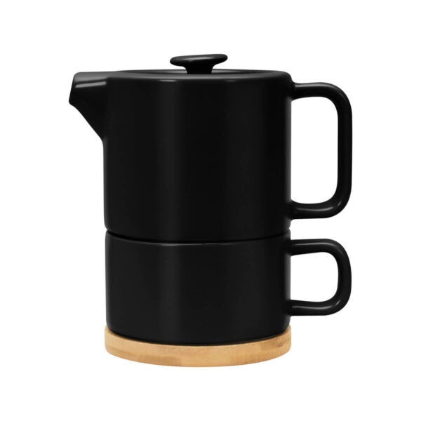 TAZ 066 N - TAZA TETERA HUNNI NEGRO (NEGRO / CERAMICA / BAMBU) - Imagen 2