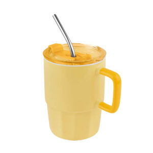 TAZ 067 Y - TAZA CORALINE AMARILLO (AMARILLO / CERAMICA / PLASTICO / ACERO INOXIDABLE)