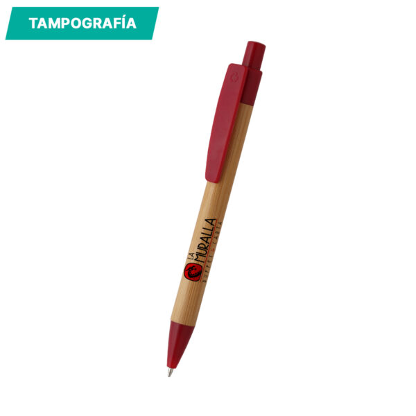 BOLÍGRAFO DE BAMBÚ MALAGA AZUL CLARO BL-126AC ( BL-126 / BL126 / TINTA NEGRA ) - Imagen 2