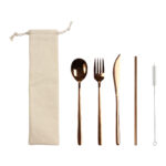 JUEGO DE CUBIERTOS CIMAHI ROSA METALICO HM-074GD ( HM-074 / HM074 / CUBIERTOS )