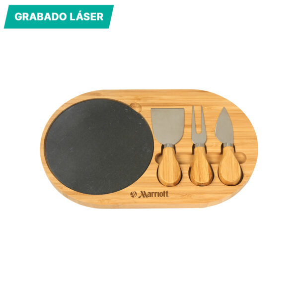 SET DE QUESOS DAKAR BAMBÚ HM-107C ( HM-107 / HM107 / TABLAS,TABLAS DE QUESO Y SETS DE VINO ) - Imagen 2