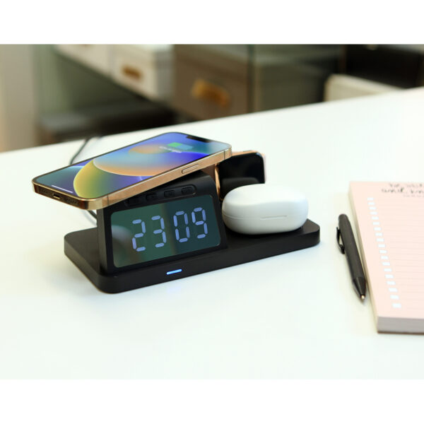 RELOJ DE ESCRITORIO ARANNO NEGRO TH-195N ( TH-195 / TH195 / CARGADORES Y POWER BANK,PARED Y ESCRITORIO,OFICINA ) - Imagen 3