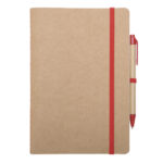 LIBRETA ECOLOGICA C/BOLIGRAFO AULEX A3095 ROJO (CARTÓN / A3095.04 /  ARTICULOS PROMOCIONALES)