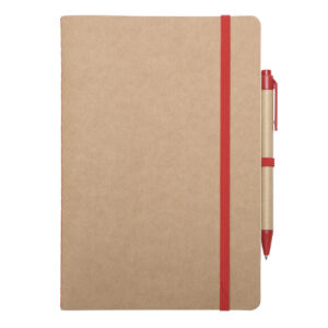 LIBRETA ECOLOGICA C/BOLIGRAFO AULEX A3095 ROJO (CARTÓN / A3095.04 /  ARTICULOS PROMOCIONALES)