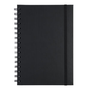 LIBRETA A5 CON ARILLO METÁLICO RULFO A3160 NEGRO (PU / A3160.02 /  ARTICULOS PROMOCIONALES)